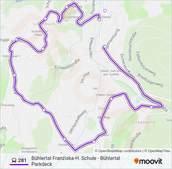 281 Bus Line Map