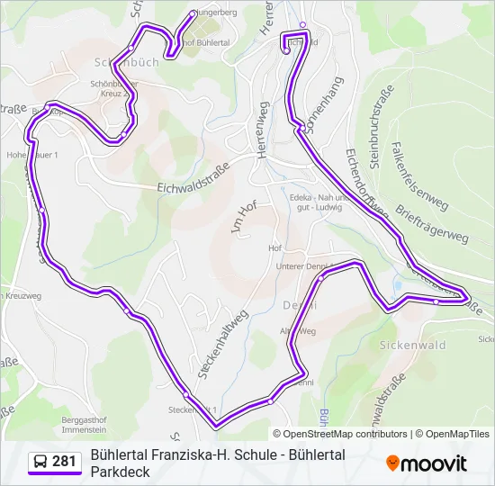 281 Bus Line Map
