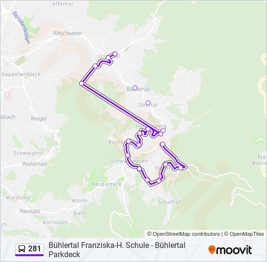 Автобус 281: карта маршрута