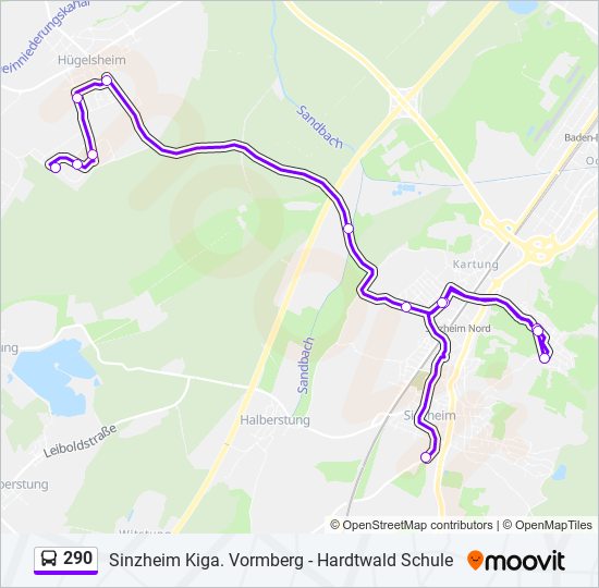 290 bus Line Map