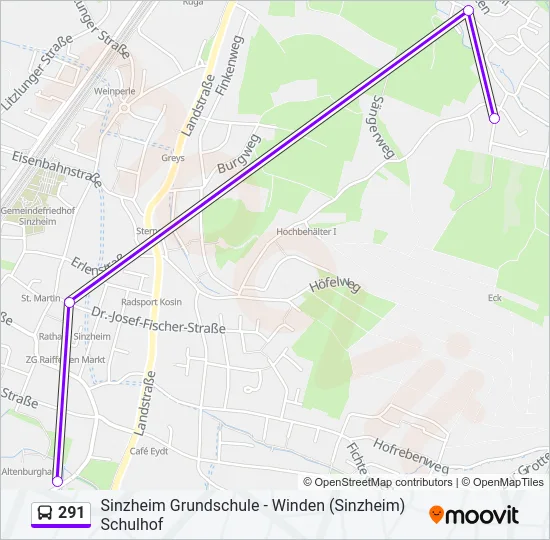 291 Bus Line Map