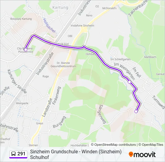 291 Bus Line Map