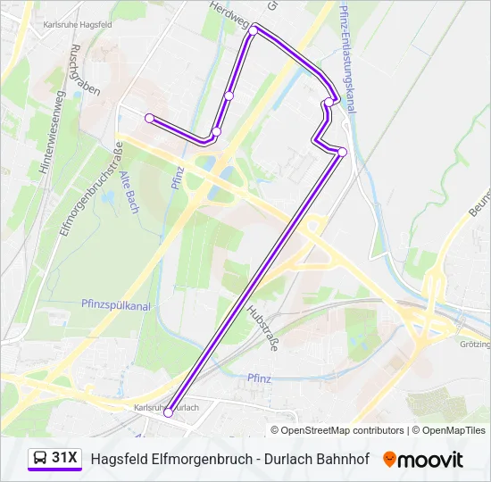 31X Bus Line Map