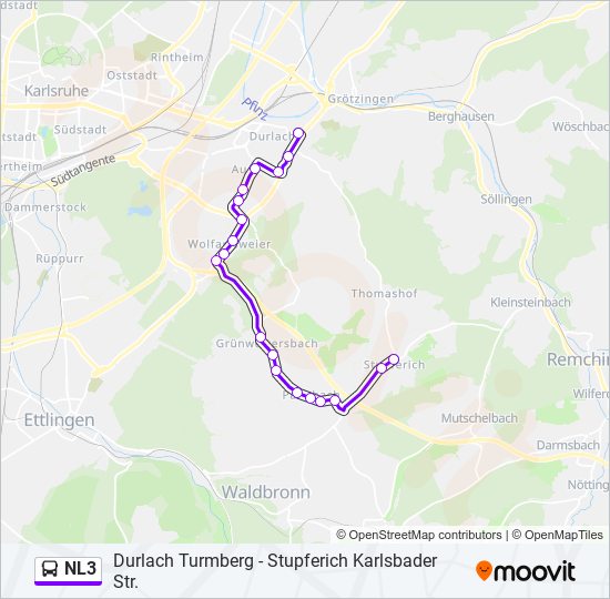 Автобус NL3: карта маршрута