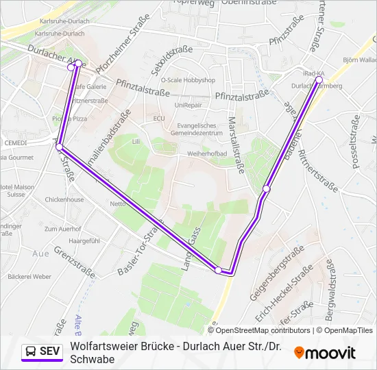 Автобус SEV: карта маршрута