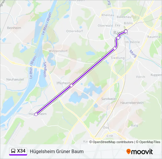 X34 Bus Line Map