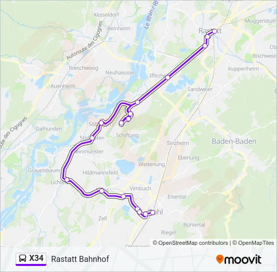 X34 Bus Line Map