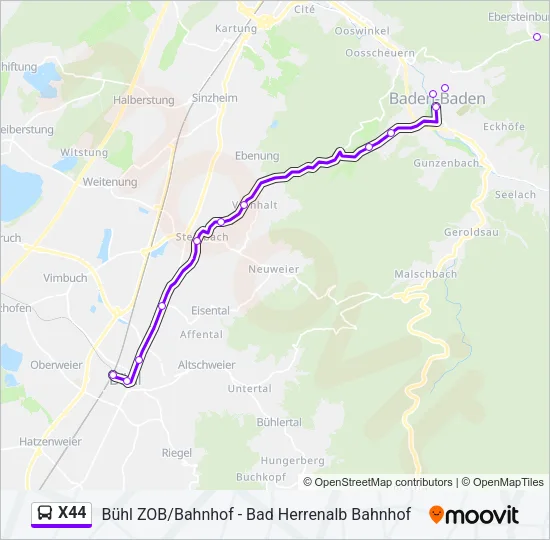 X44 Bus Line Map