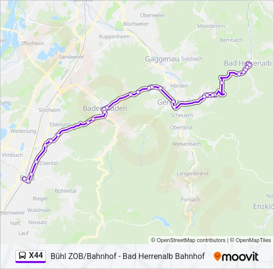X44 Bus Line Map
