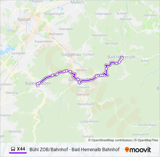 X44 Bus Line Map