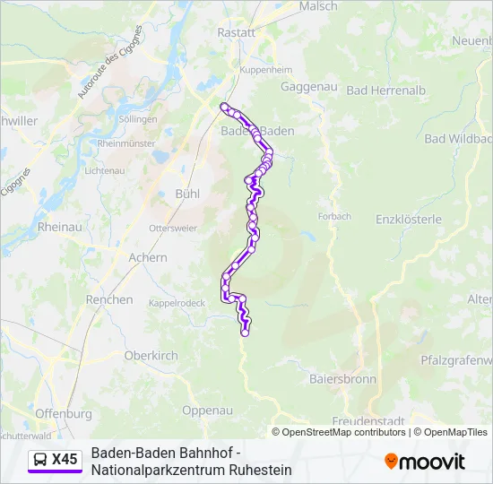 X45 Bus Line Map
