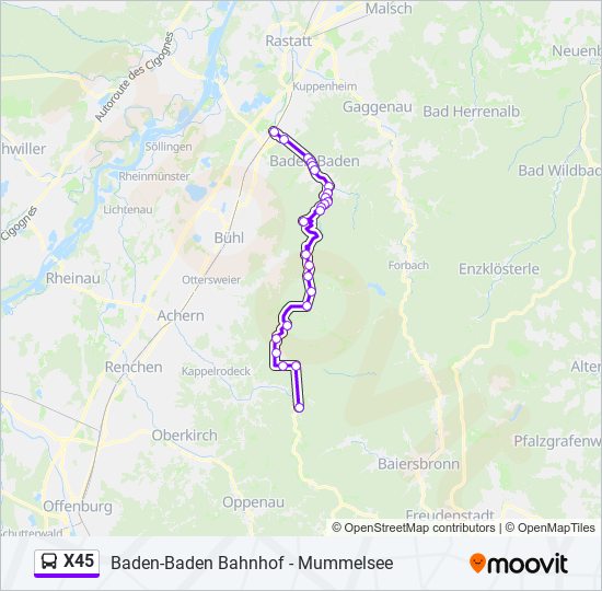 X45 bus Line Map