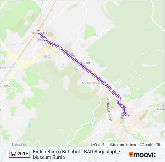 Автобус 201E: карта маршрута