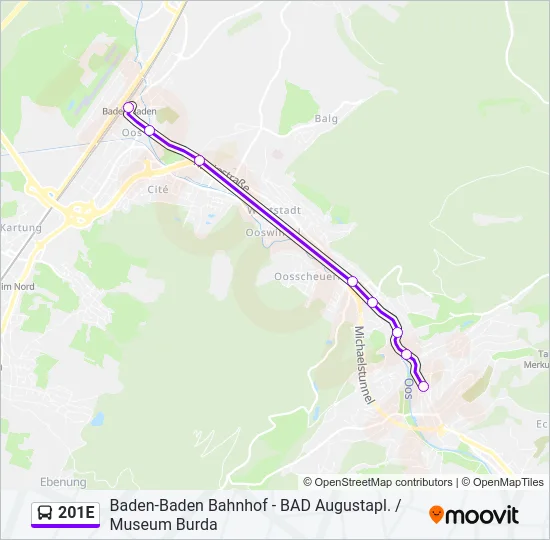 201E Bus Line Map