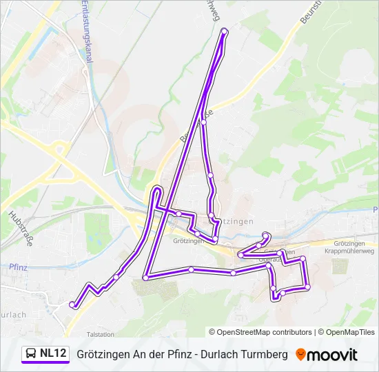 NL12 Bus Line Map