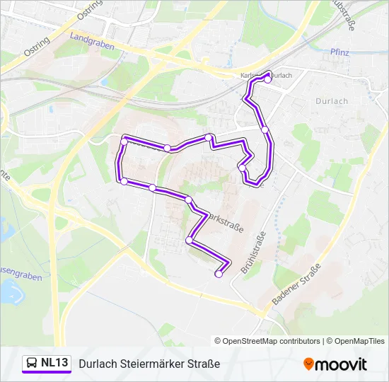 NL13 Bus Line Map