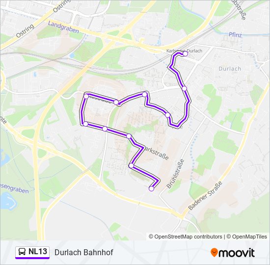 NL13 bus Line Map