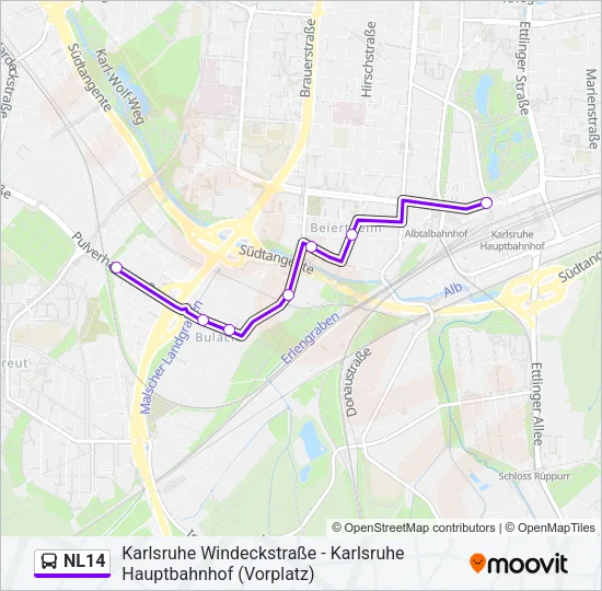 NL14 Bus Line Map