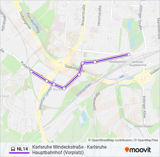 Buslinie NL14 Karte
