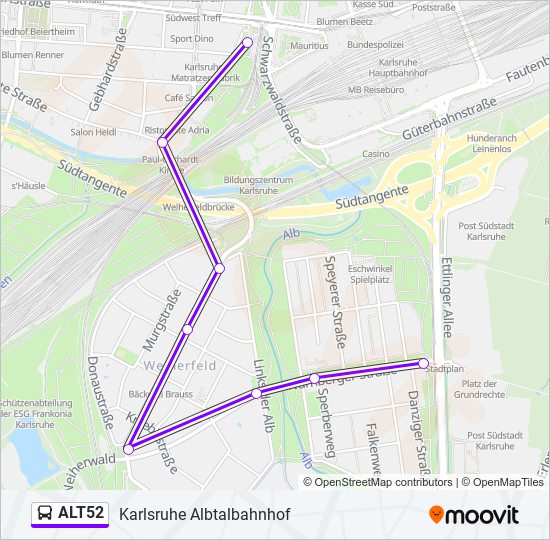 ALT52 bus Line Map