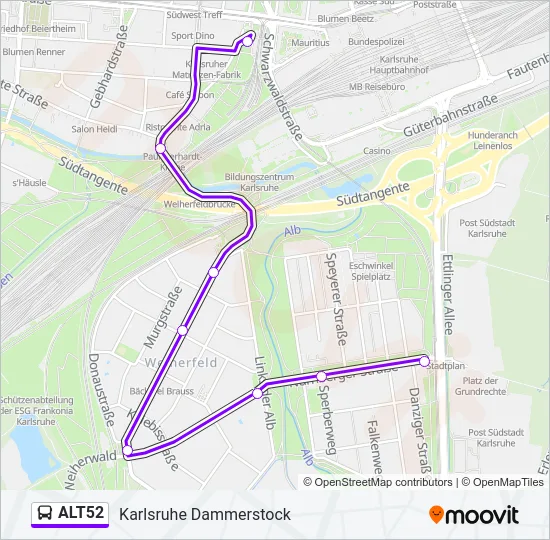 ALT52 Bus Line Map