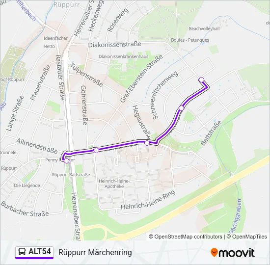 ALT54 Bus Line Map