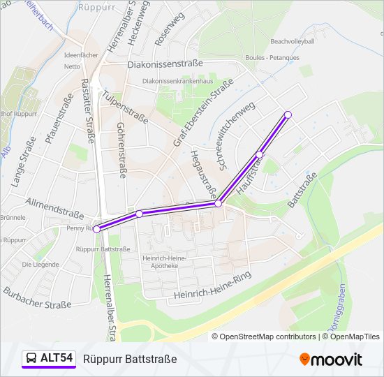 ALT54 bus Line Map