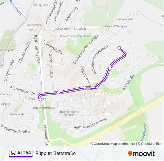 ALT54 Bus Line Map