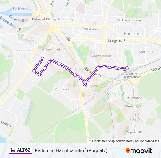Автобус ALT62: карта маршрута