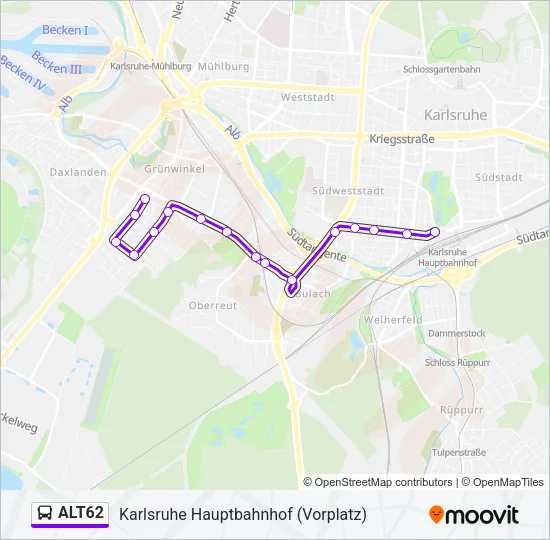 ALT62 Bus Line Map
