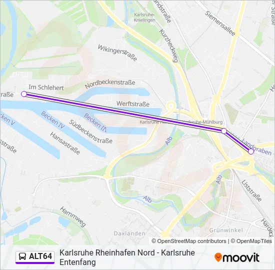 Автобус ALT64: карта маршрута