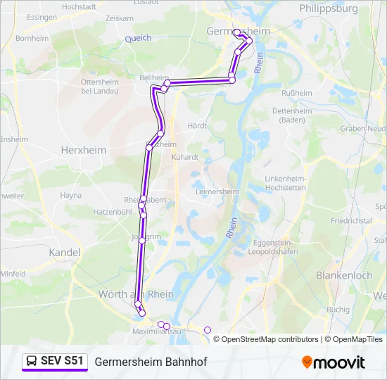 SEV S51 Bus Line Map