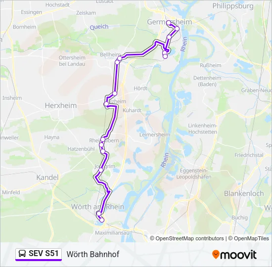 SEV S51 Bus Line Map