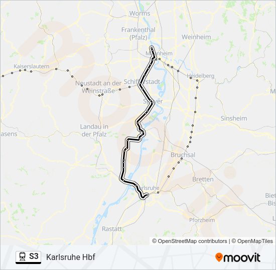 Поезд S3: карта маршрута