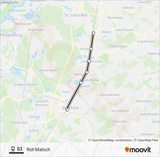 Поезд S3: карта маршрута