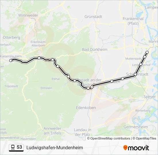 Поезд S3: карта маршрута