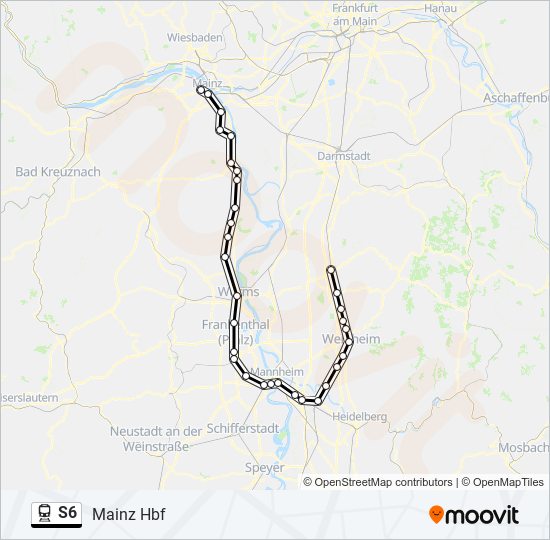 Поезд S6: карта маршрута