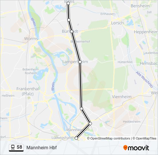 Поезд S8: карта маршрута