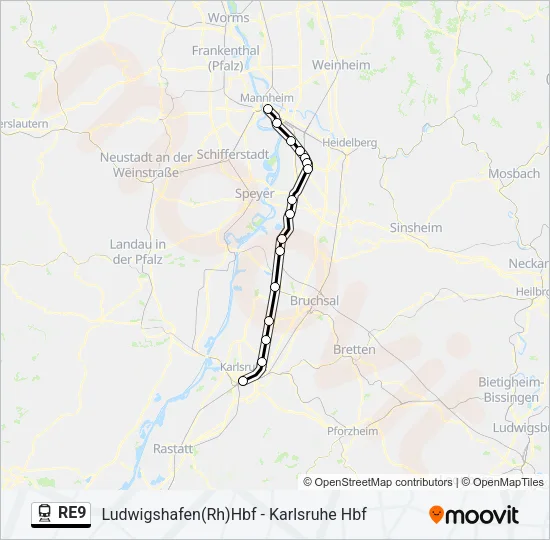 RE9 Train Line Map