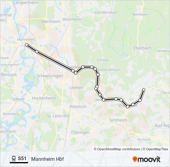 Поезд S51: карта маршрута