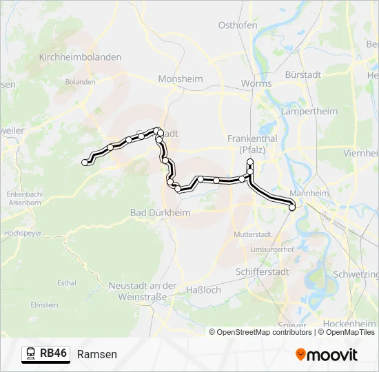 Поезд RB46: карта маршрута