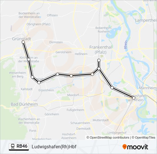 Поезд RB46: карта маршрута