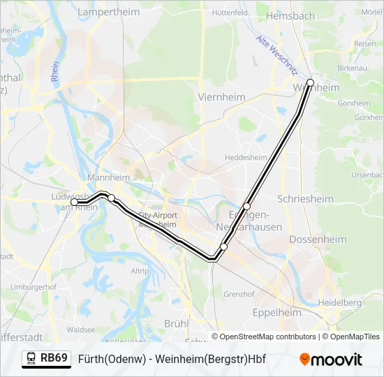 Bahnlinie RB69 Karte