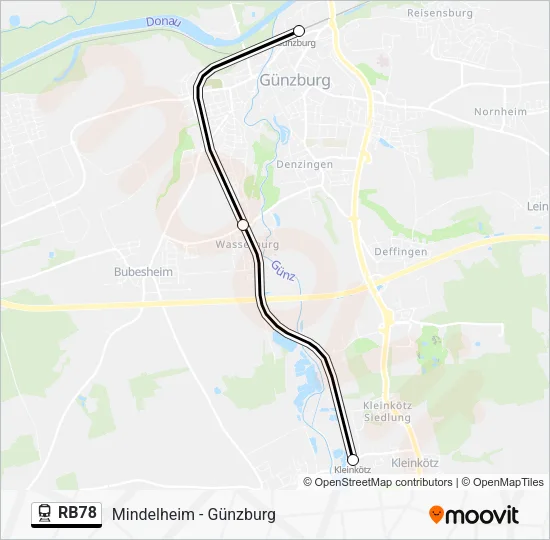 Поезд RB78: карта маршрута