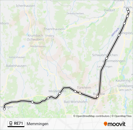 Поезд RE71: карта маршрута