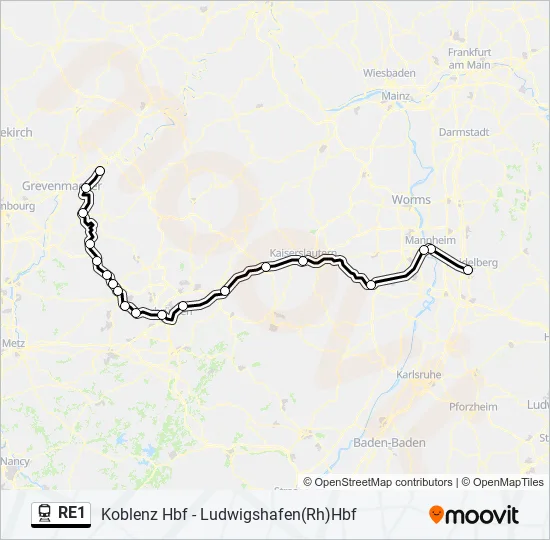 RE1 Train Line Map