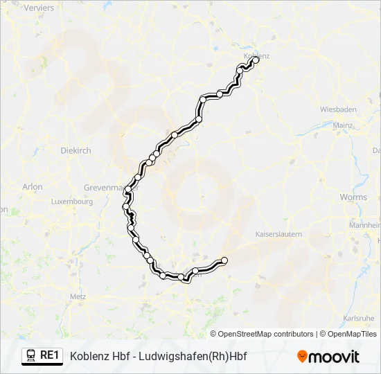 RE1 Train Line Map