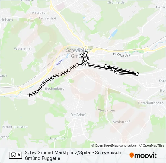 5 Bus Line Map