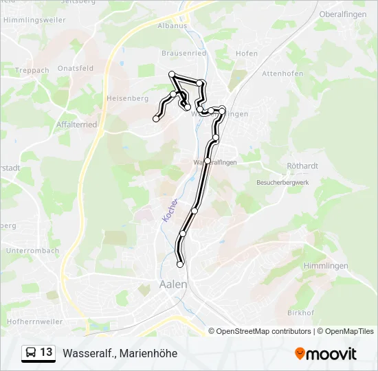 13 Bus Line Map