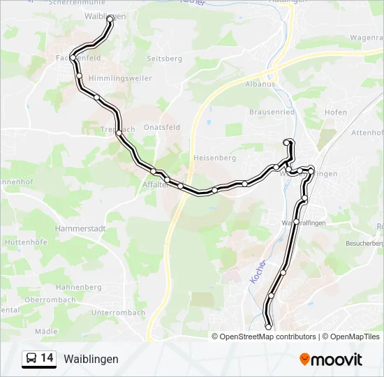 14 Bus Line Map